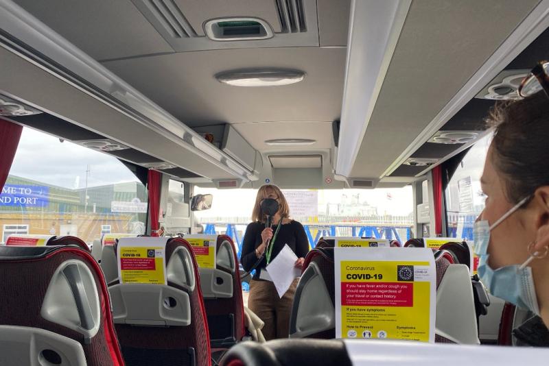 Social distancing and "social bubbles" are in used for shore excursions