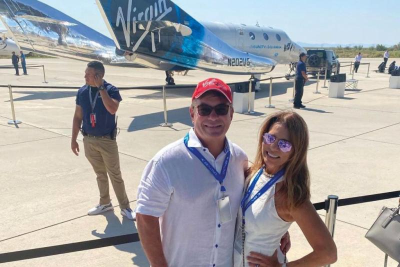 Virgin Voyages chief Tom McAlpin and his wife, Yvonne in New Mexico to watch Virgin Galactic