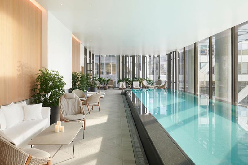 The pool at the Pan Pacific London is on a floor dedicated to wellbeing