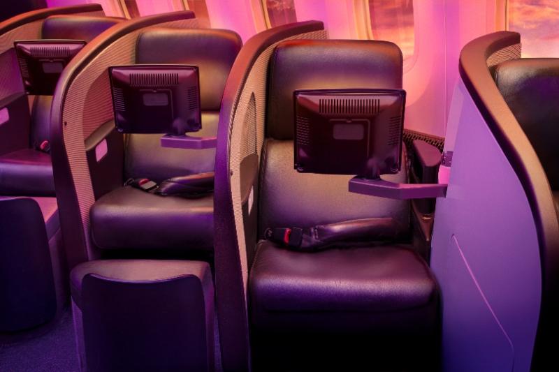 The Upper Class lounge onboard Virgin Atlantic offers spacious and private seating