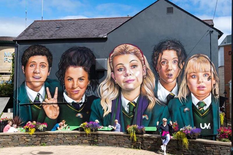 Derry Girls mural, Derry Londonderry, Northern Ireland