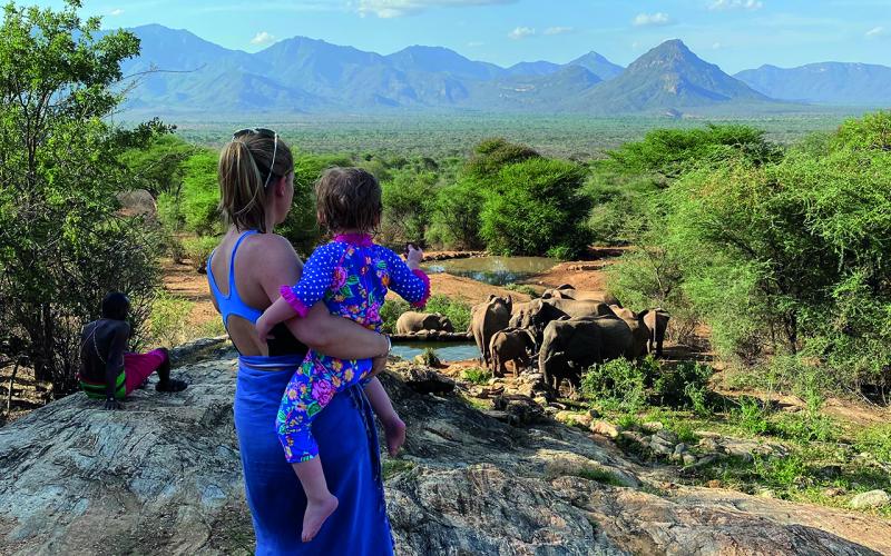 Watching elephants at the waterhole at Sarara Camp, Samburu, Kenya