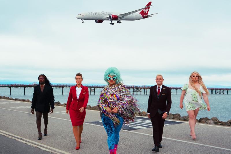 The queens join a shoot for Virgin Atlantic and San Francisco Travel Association’s Pride campaign (Credit Harry Balfour/Pensara)