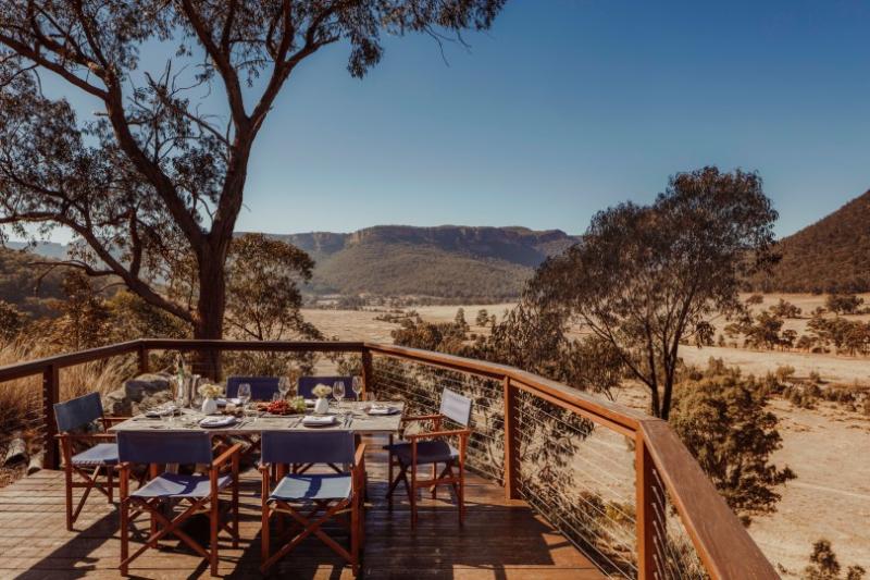 Picnic deck at Emirates One & Only Wolgan Valley in the Blue Mountains