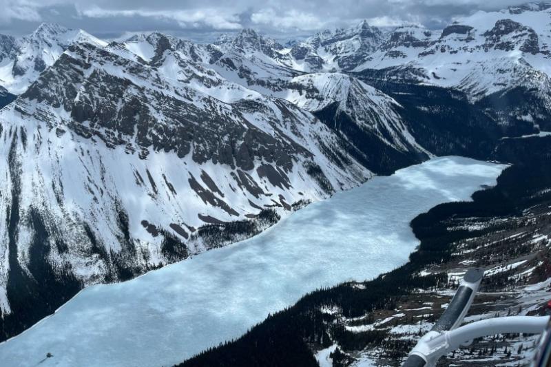 The views on a helicopter ride over Mt Assiniboine and surrounding glaciers
