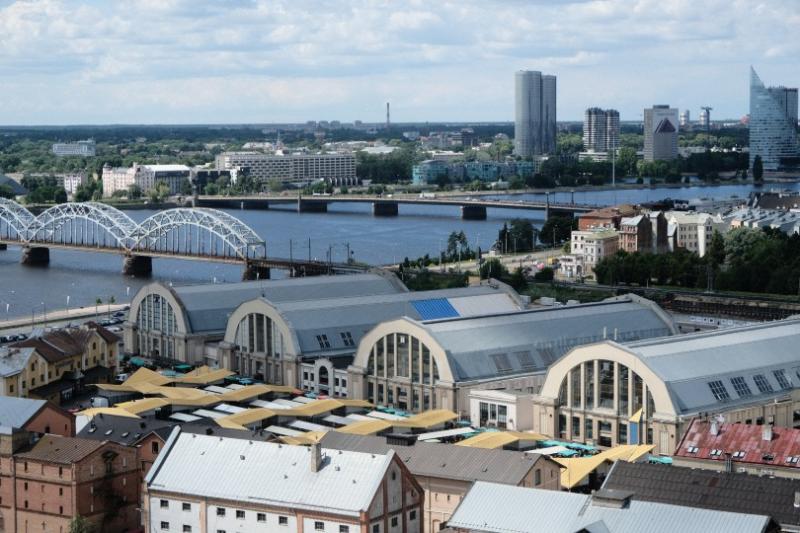 View over Riga's Central Market and the Daugava river