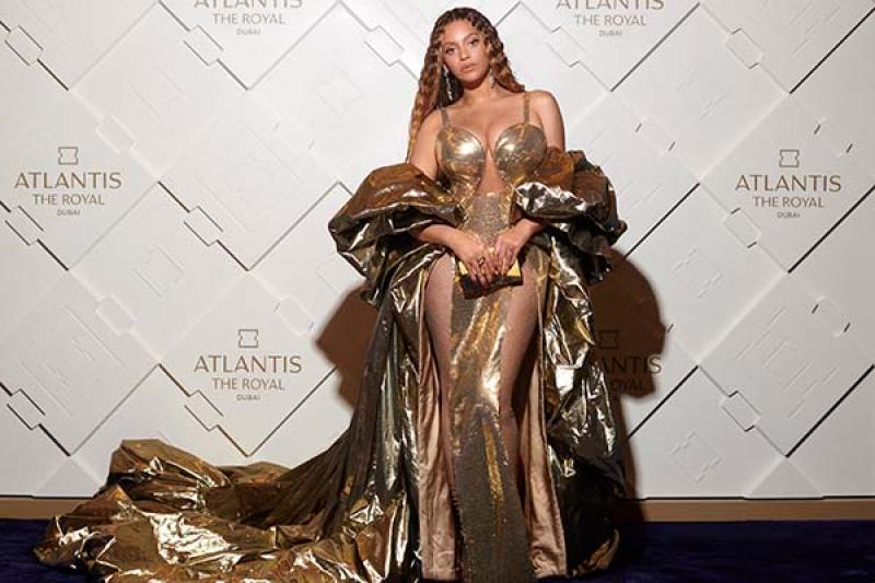 Beyoncé on the red carpet at the three-day event. Credit: Mason Poole/Parkwood Media/Getty Images for Atlantis The Royal