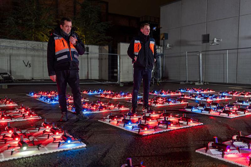 A dedicated team oversee the 500 illuminated drones in the show