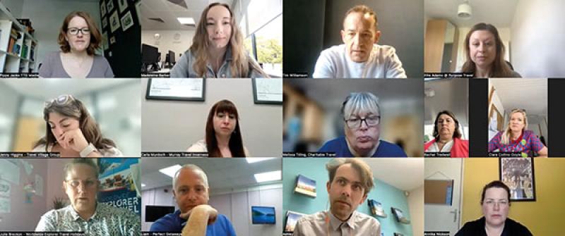 The session discussed ways to identify the most sustainable travel suppliers, co-hosted by Responsibletravel.com’s director of marketing and content Tim Williamson (top row, second from the right) 