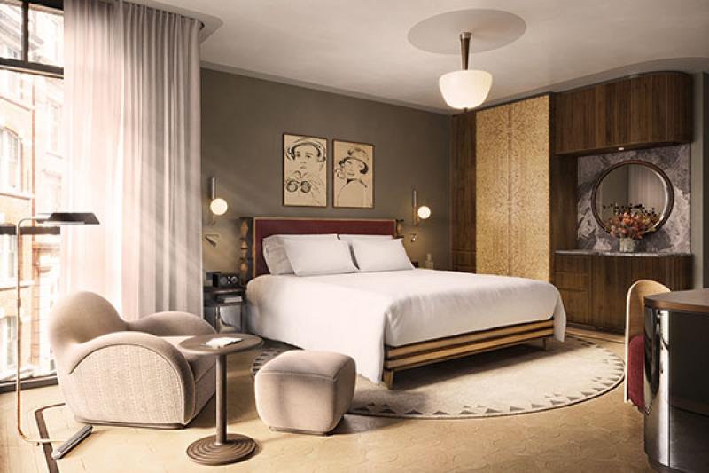 Rooms have a contemporary Art Deco style