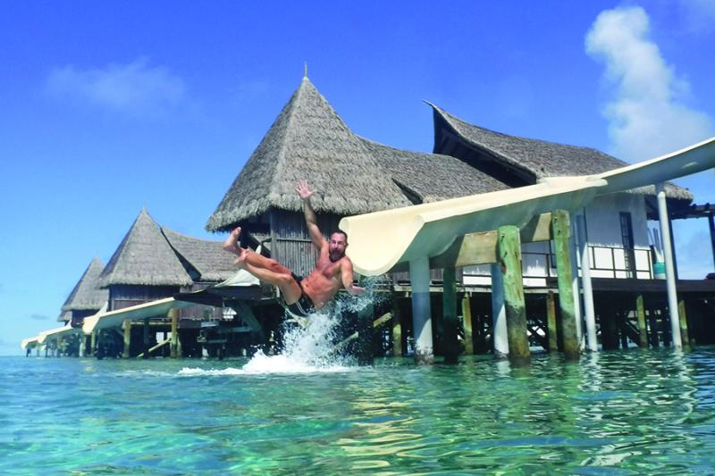 James Litston waterslide action Ozen Reserve Bolifushi