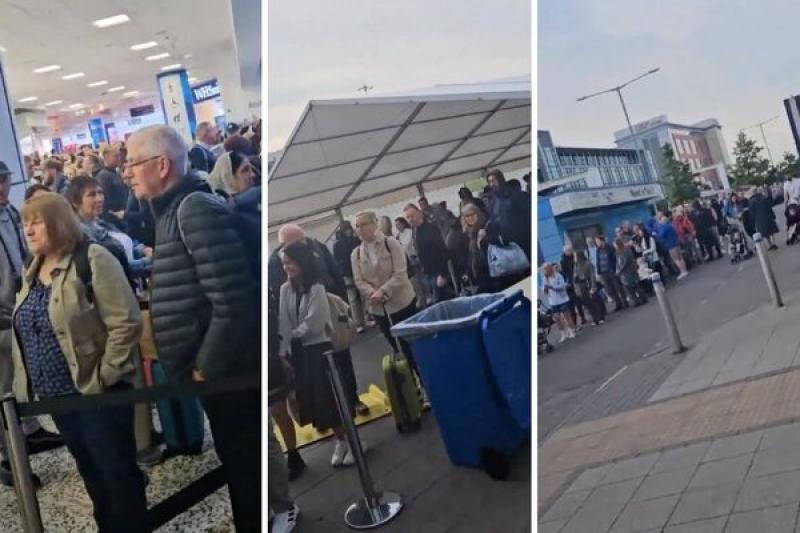 Agent's video shows Birmingham airport security queue snaking out of terminal