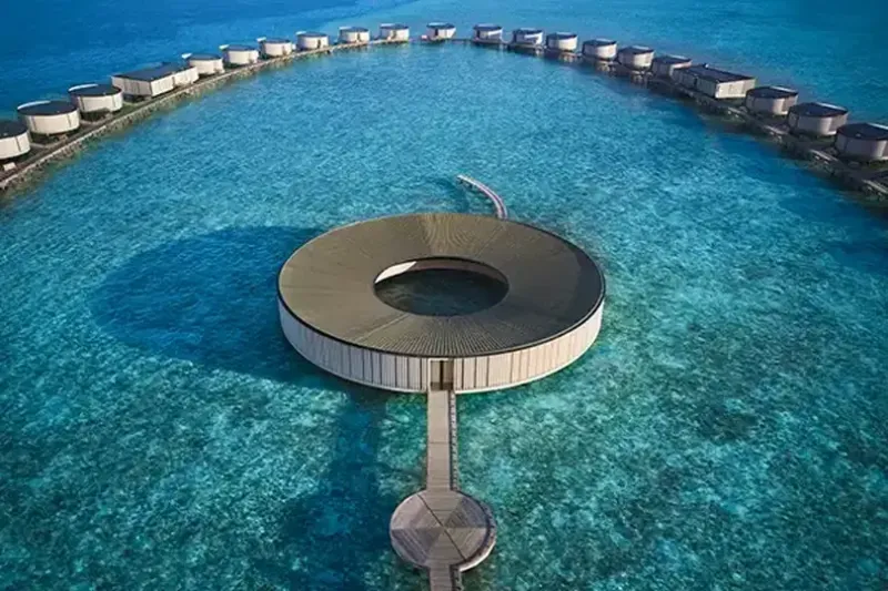The striking Ritz-Carlton Spa overlooks the lagoon