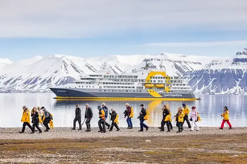 Customers can hike during their visit to the Svalbard archipelago. Credit: Michelle Sole 