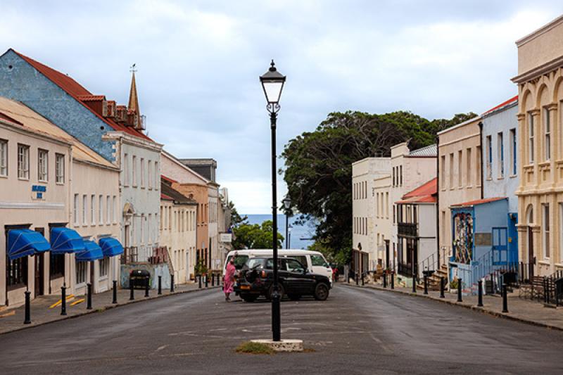The small Georgian buildings of St Helena's capital, Jamestown