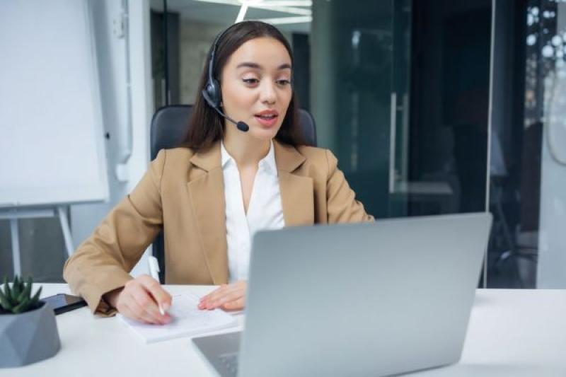 Advisor on a video call