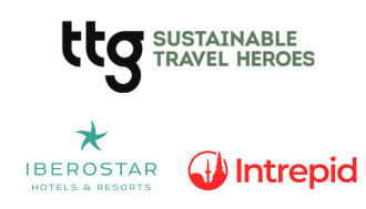 TTG Sustainable Travel Heroes, Iberostar and Intrepid logos