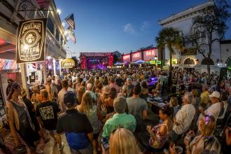 Streets are filled with people during a festival