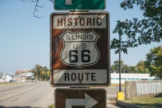 Route 66 sign in Springfield, Illinois. Photo: Morgan Phillips Photography